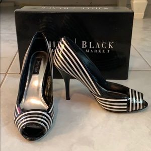 White House Black Market BlacknWhite High Heels 8